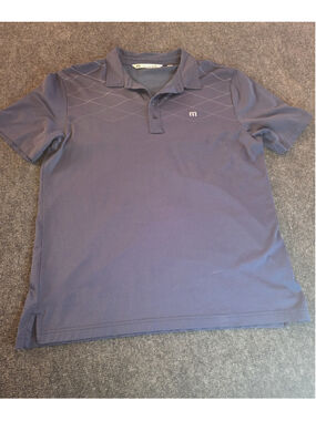 Travis Mathew Shirt Mens Medium Blue Polo Short Sleeve Golf Lightweight